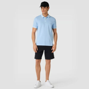 Polo shirt with label stitching in light blue